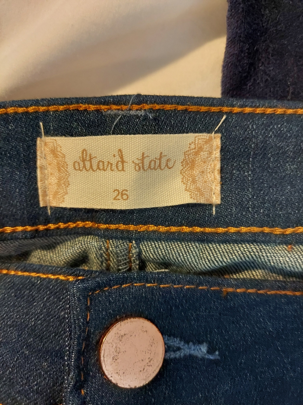 Altar'd State Daisy Suede Patchwork Stripe Flare Jeans Boho 70s Retro - 26 - Picture 3 of 10